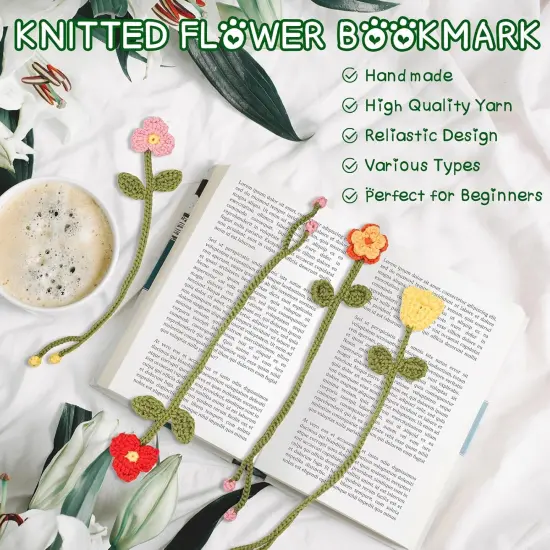 Crochet Kit for Beginners - 8 Flower Bookmarks Crocheting Kit w/Step-by-Step Video Tutorials & Soft Yarn and Hooks - Wobbles Crochet Starter Kit for Adults Kids, Birthday Gifts for Women Mom {5}