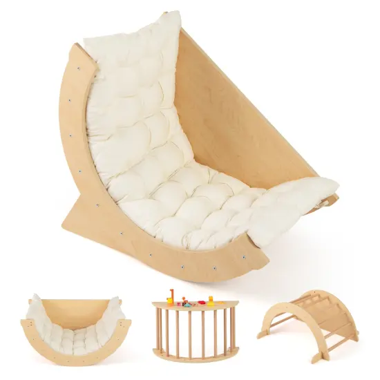 6-in-1 Montessori Arch Climber with Cushion, Toy Storage and Anti-Tip Feet Coffee {7}