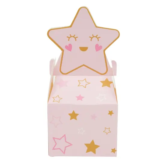 24 Pack Pink Star Themed Party Favor Gable Treat Boxes for Girls Twinkle Twinkle Little Star Baby Shower Decorations (3.5 x 7.7 In) {5}
