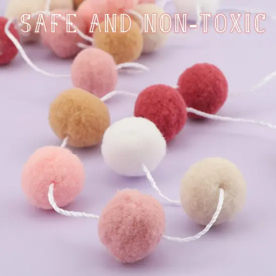 Pom Pom Garland Pastel, 1.2" Large Pompom Garland Boho Decor,16.4Ft 60 Adjustable Pompom Ball Garlands, Pink Pompom Ball Garlands for Party, Home, and Nursery Decor(1.2"/3cm) {3}