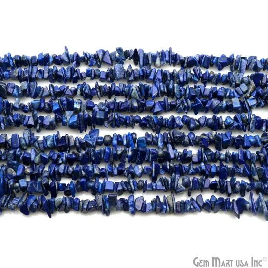 Natural Chip Beads, 34 Inch, Genuine Chip Strands, Drilled Strung Nugget Beads, 3-7mm, Polished, GemMartUSA (70001) Sodalite {1}