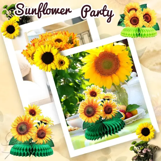 8 Pieces Sunflower Party Honeycomb Centerpieces {2}