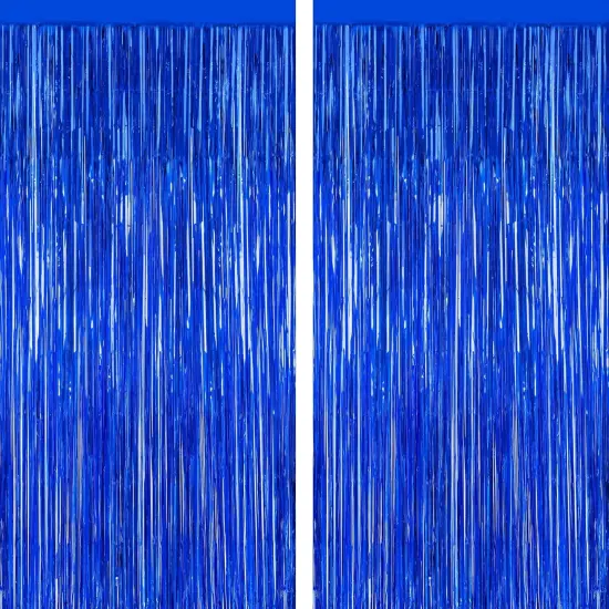 2 PCS Tinsel Backdrop, 3.28 FT x 7.05 FT Dark Blue Backdrop Curtains, Metallic Passover Fringe Curtains Party Streamer, Navy Blue Party Supplies Party Decorations Photo Props {1}