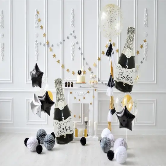 Black Champagne Bottle Balloons Salut Foil Aluminum Balloon Birthday Party Supplies Baby Shower Wedding Engagement Party Decorations {4}