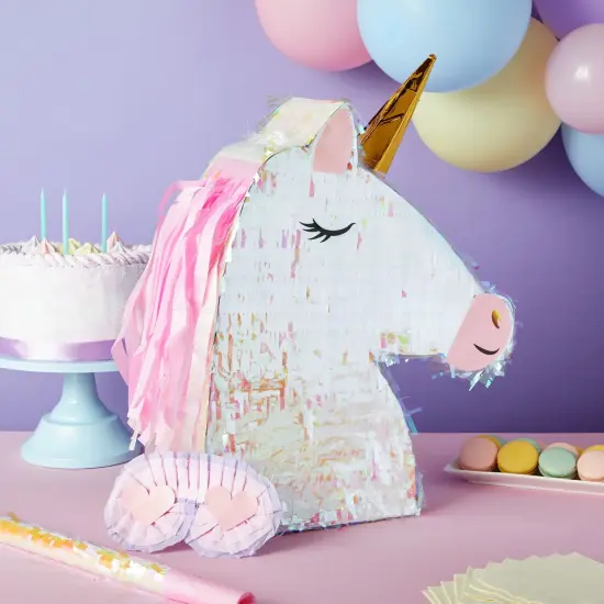 Large Unicorn Pinata Kit with Blindfold and Stick for Girls Birthday Party Decorations (20 x 14 x 5 In) Pink {2}