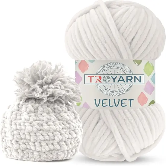 Chenille Velvet Yarn - 100g (132 Yards) Fluffy Plush Yarn for Crocheting Amigurumi & Baby Blankets, Size 6 {1}