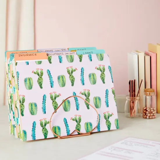 12 Pack Decorative Succulent 3 Tab File Folders, Letter Size, 1/3 Cut Tabs, 6 Cactus Designs (9.5 x 11.5 In) Multicolor {2}