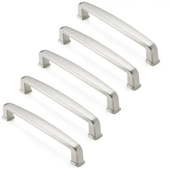 Cauldham Solid Kitchen Cabinet Handles (5" Hole Centers) - Drawer/Door Hardware - Style T765 - Satin Nickel {3}