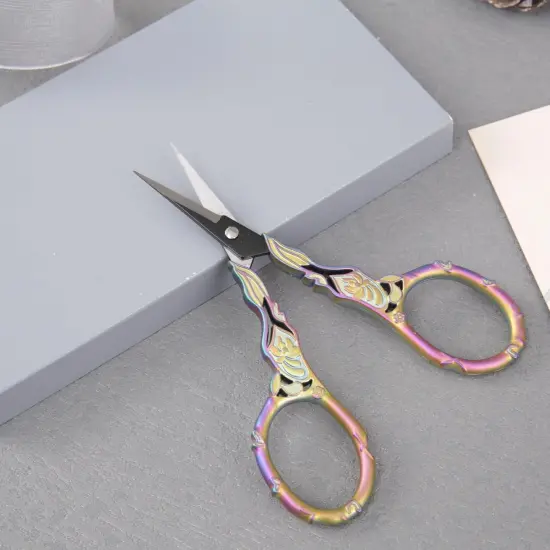 Small Rainbow Art Scissors with Beautiful Decos - Comfortable Handles and Sharp Tips for Crochet, Embroidery, and Sewing - Includes Protective Cover {4}