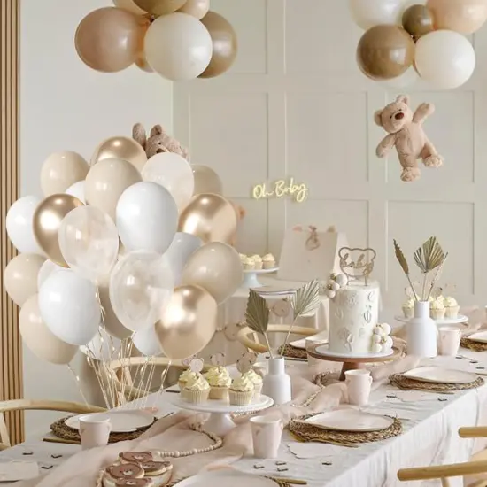 50 pcs White Gold and Beige Latex Balloons {2}