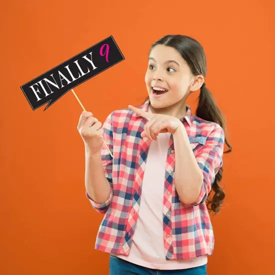 9th Birthday Photo Booth Party Props - 40 Pieces - Funny Kids Birthday Party Supplies, Decorations and Favors {2}