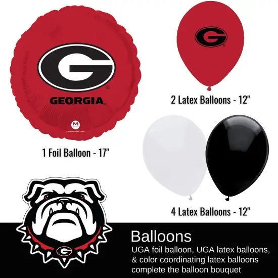 University of Georgia Party Supplies Bundle Tailgate/Graduation Pack for 16 | UGA Plates | UGA Napkins | UGA Cups | UGA Table Cover | UGA Balloons {4}
