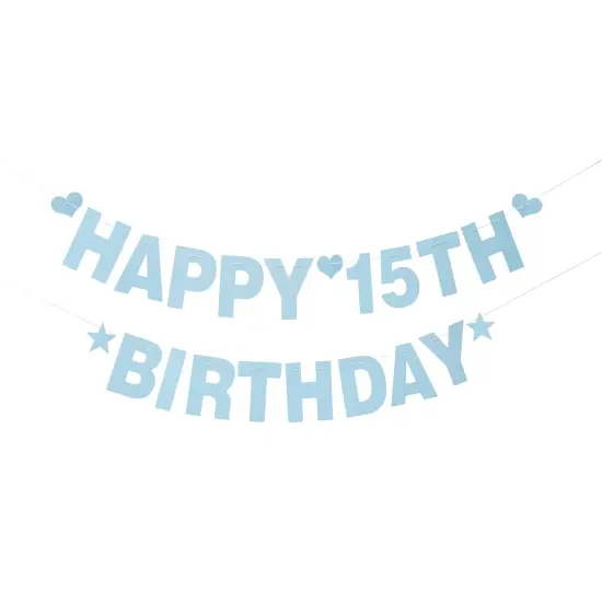 126 Pack Blue Glitter Letters, Custom Banner Kit with Letters A-Z, Numbers 0-9, Hearts, Stars, and 3 Strings {7}