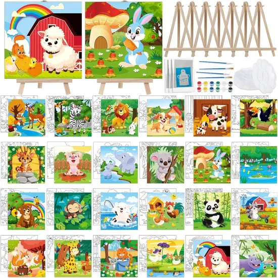 24 Pack 216 Piece Pre Drawn Canvas to Paint Kits for Kid Adult {1}