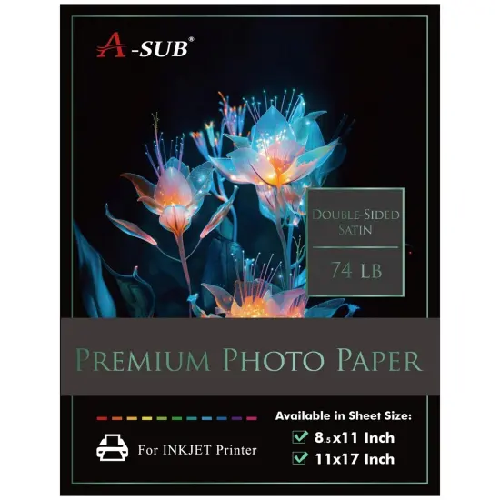 A-SUB Premium 74lb Double-Sided Satin Photo Paper 8.5x11, 11x17 Inkjet {2}