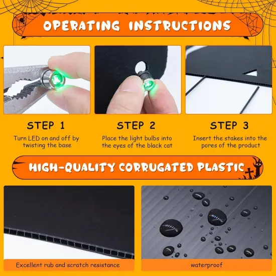 6 Pcs Black Cat Halloween Decorations Plastic Yard Signs with Stakes {4}