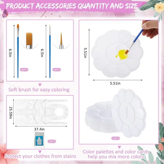 16 Sets Pre Drawn Canvas to Paint for for Adults Kids Party Supplies(Black Girl) {3}