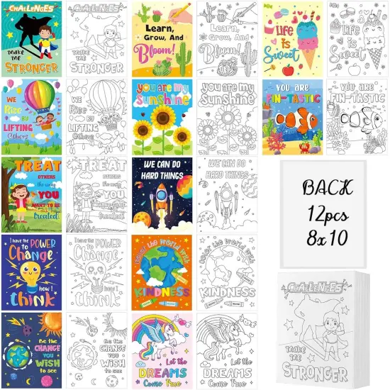 12 Pcs Pre Drawn Canvas for Painting - Motivational {1}