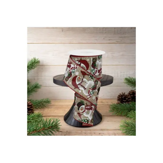 2.5" Snowman Cardinal Ribbon: Light Beige (10 Yards) {2}