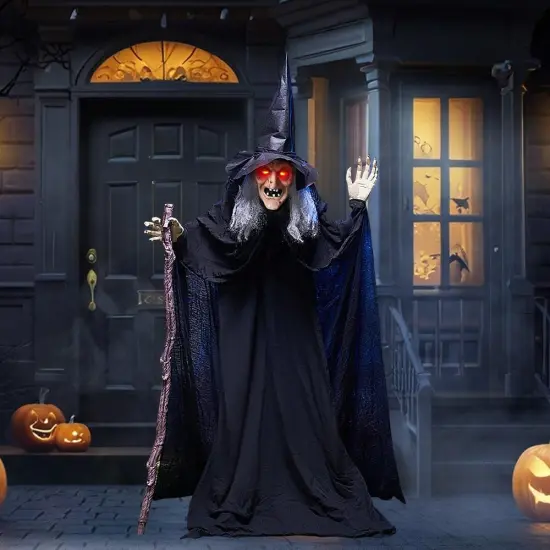 Outdoor Halloween Decorations Animatronics Witch with Cane {4}