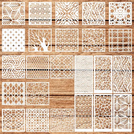 24Pcs Reusable Geometric Painting Stencils {1}