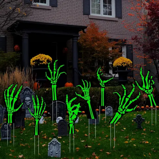 12 Pack Halloween Yard Signs with Stakes Glow in The Dark, 12 Styles {3}