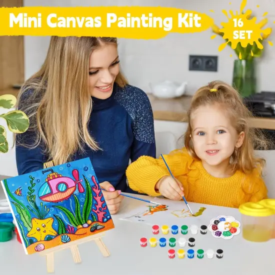 16 Pack 9 Inch Wood Easels, Easel Stand for Painting Canvases {4}