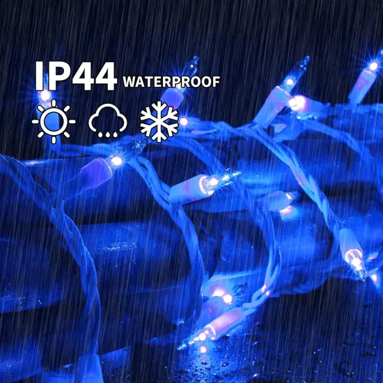 Blue Christmas Lights Set 100 Count 19.6 Feet Incandescent Bulb Mini String Lights for Indoor Christmas Tree Garland Birthday Wedding Party Festival Decoration, White Wire {5}