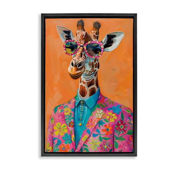 Stupell Industries Bright & Trendy Giraffe in Suit Floating Frame Design by LSR Design Studio {1}