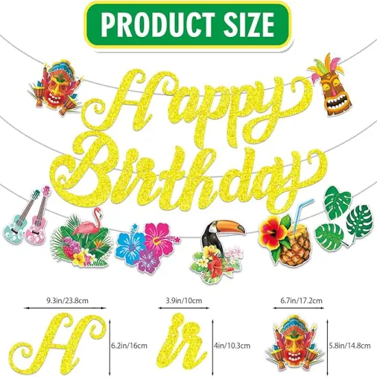 Aloha Happy Birthday Banner Hawaiian Luau Birthday Banner Hawaiian Luau Birthday Decorations Hawaiian irthday Decorations Summer Birthday Party Decorations {4}