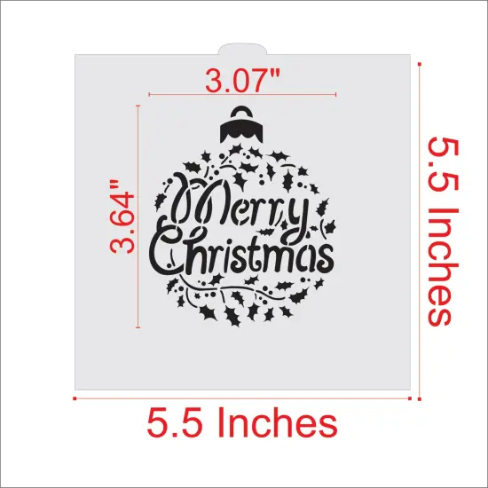 Merry Christmas Holly Ornament Cookie & Craft Stencil | CM074 by Designer Stencils | Cookie Decorating Tools | Baking Stencils for Royal Icing, Airbrush, Dusting Powder | Craft Stencils for Canvas, Paper, Wood | Reusable Food Grade Stencil {2}
