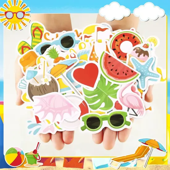 100 Pcs Summer Themed Paper Die Cuts Cardstock Scrapbook Die Cuts Scrapbooking Summer Cut Outs Scrapbook Embellishments {2}