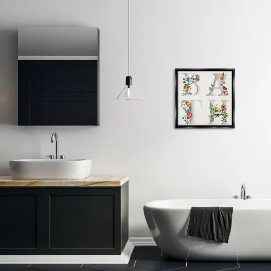 Stupell Industries Floral Bath Typography Floating Frame Design by Susan Arnot {2}