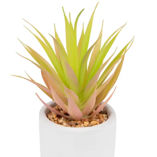 Northlight 6.5" Green Artificial Sword Grass in a White Pot {7}