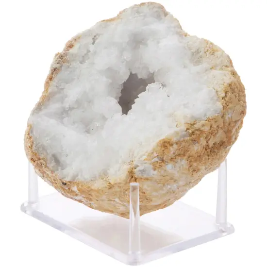 Plymor Clear Acrylic Rectangular Display Base with 4 Display Prongs for Geode, Mineral or Crystal Cluster, 3.5" W x 2.5" D x 1.375" H {3}