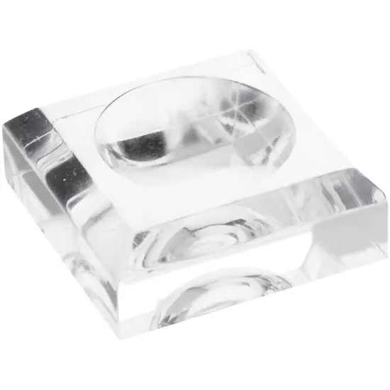 Plymor Clear Acrylic Square Display Base with Indented Circle to Hold Egg, Marble, Ball or Sphere, 2" W x 2" D x 0.75" H (1.5" Circle) {2}