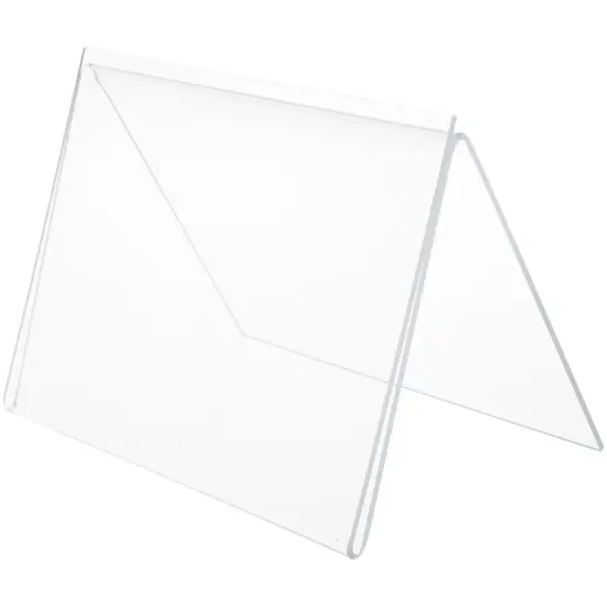 Plymor Clear Acrylic Folded A-Frame Holder for 1 Sign or Photo, 5" H x 7" W x 4.5" D {2}