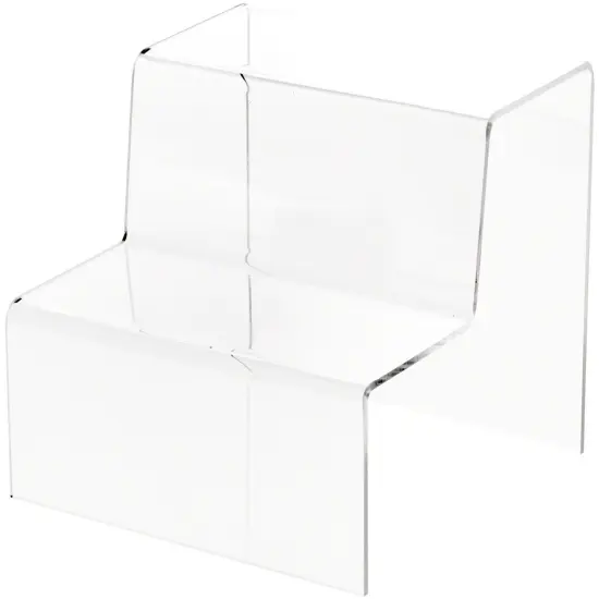Plymor Clear Acrylic 2-Step Solid Back Display Stairs, 6.125" H x 6" W x 6.75" D {2}
