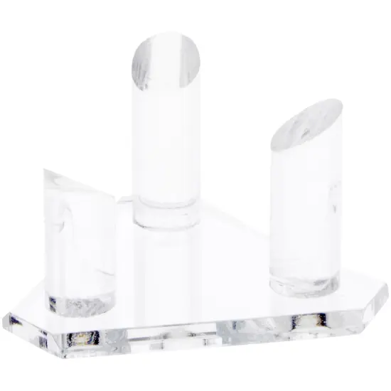Plymor Clear Acrylic Beveled Triangular Display Base with 3 Display Prongs for Geode, Mineral or Crystal Cluster, 3.75" W x 3.25" D x 2" H {2}