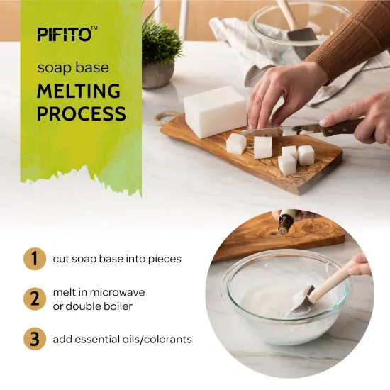 Pifito Pre-Cut Melt and Pour Soap Base Sampler (5 lbs) │ Cut-Up Pieces of Soap Base (1lb ea) │ Goats Milk, Honey, Clear, Cocoa Butter, Mango Butter │ Glycerin Soap Making Supplies Kit {5}