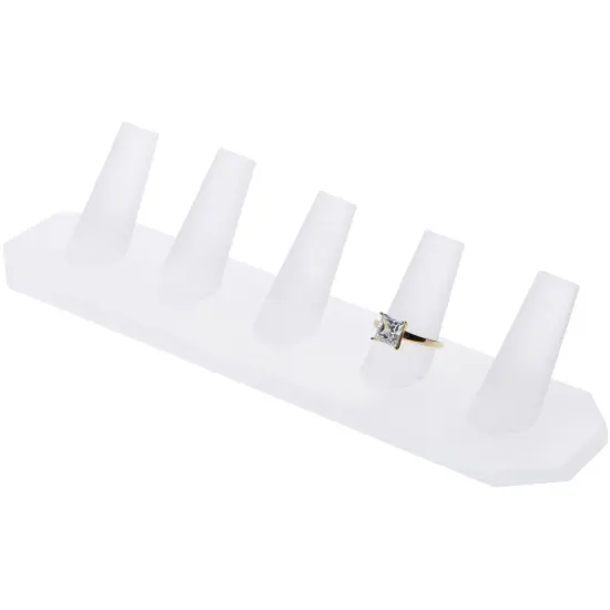 Plymor Frosted Acrylic Ring Finger Display, Five, 8.25" W x 2.25" D x 1.75" H {3}
