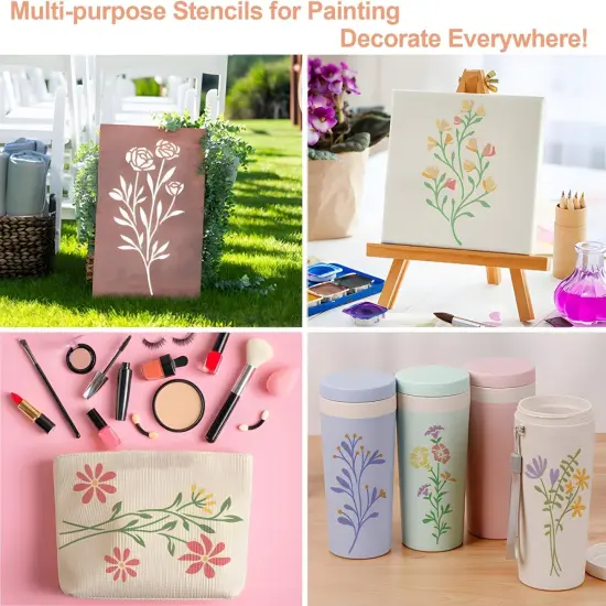 18PCS Flower and Butterfly Stencils - 6x3 Inch {3}