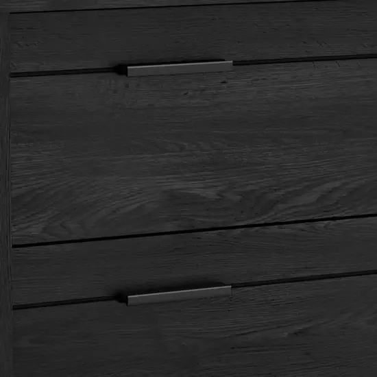 Modern Grey Black Wooden Nightstand with Two Spacious Drawers and Metal Slides for Bedroom {3}