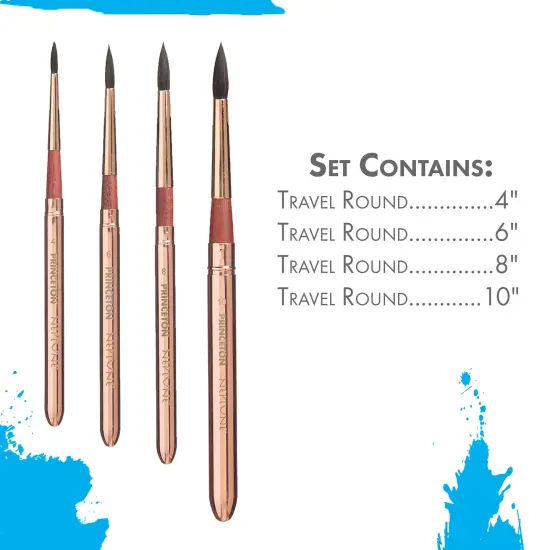 Princeton Series 4750 Neptune Synthetic Squirrel Brush-Short Handle Travel Set 4PC {4}