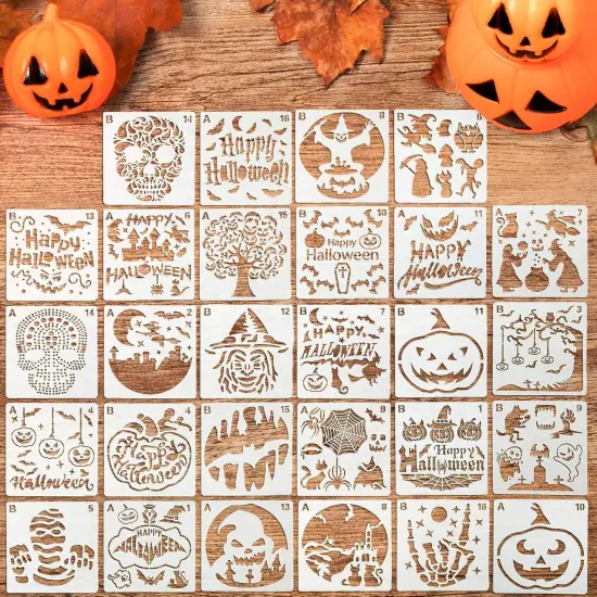 32 Pcs Halloween Painting Stencils - Reusable {1}