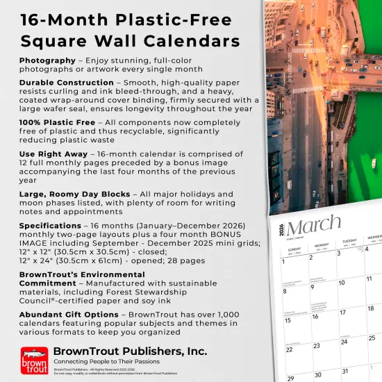 Chicago | 2026 12 x 24 Inch (Hanging) Monthly Square Wall Calendar | Plastic-Free {6}