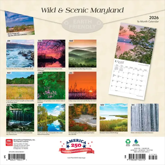Maryland Wild & Scenic | 2026 12 x 24 Inch (Hanging) Monthly Square Wall Calendar | Plastic-Free {2}