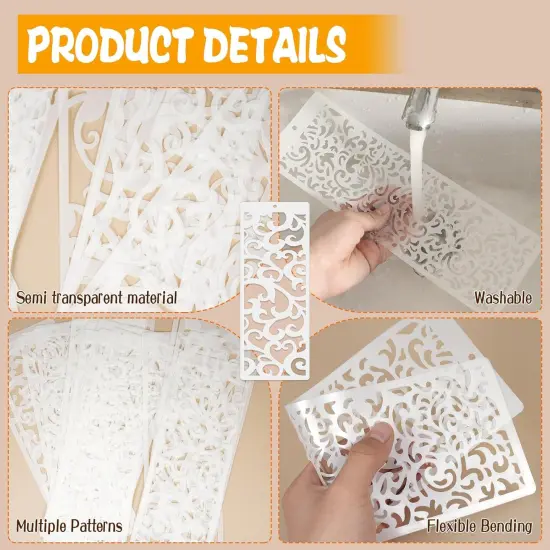 18 Pcs Large Flower Border Stencils for Painting - 4" x 11.8 {5}