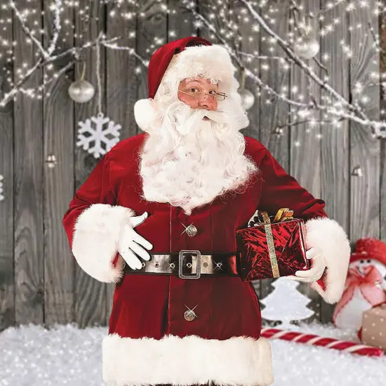 Burgundy Velvet Santa Suit Deluxe Coat & Pants {3}