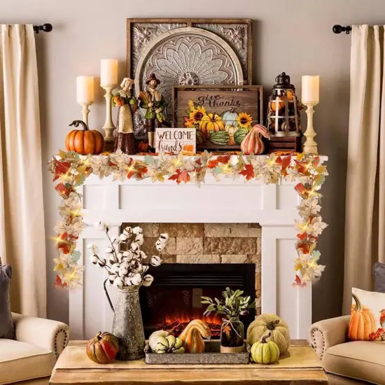5.6FT Fall Garland with Lights {3}